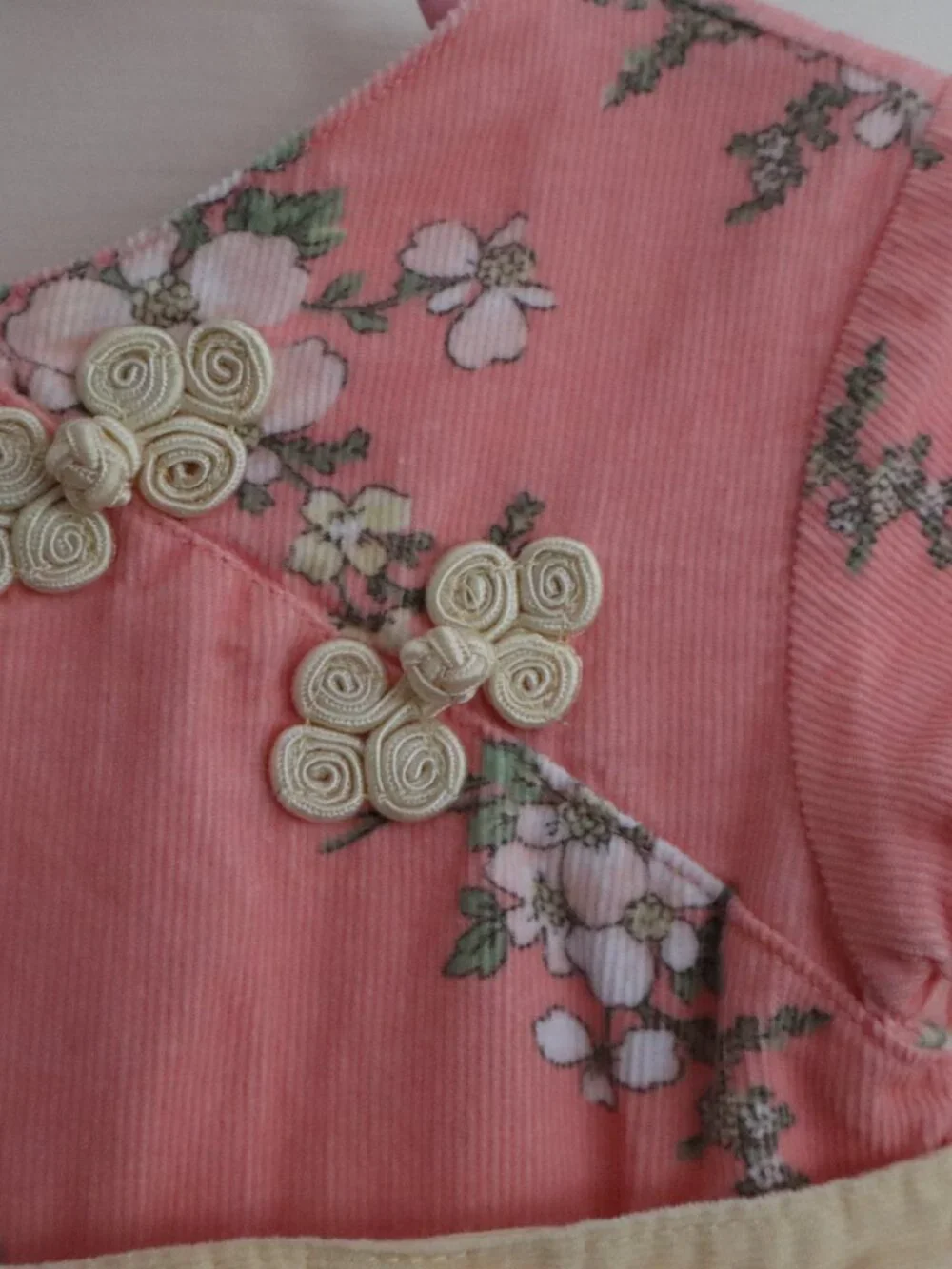 First Impressions Peach/Coral Cherry Blossom Corduroy Dress w/ Matching Bloomers